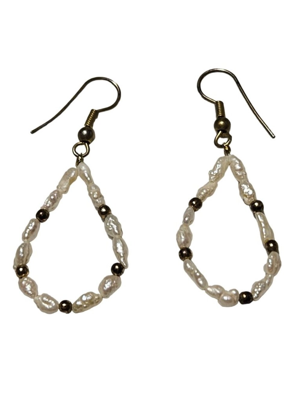 Vintage Freshwater Pearl Teardrop Hoops Earrings Retro Coquette Fashion Jewelry